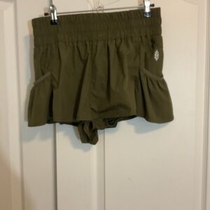 Free People Olive Green Skirted Shorts